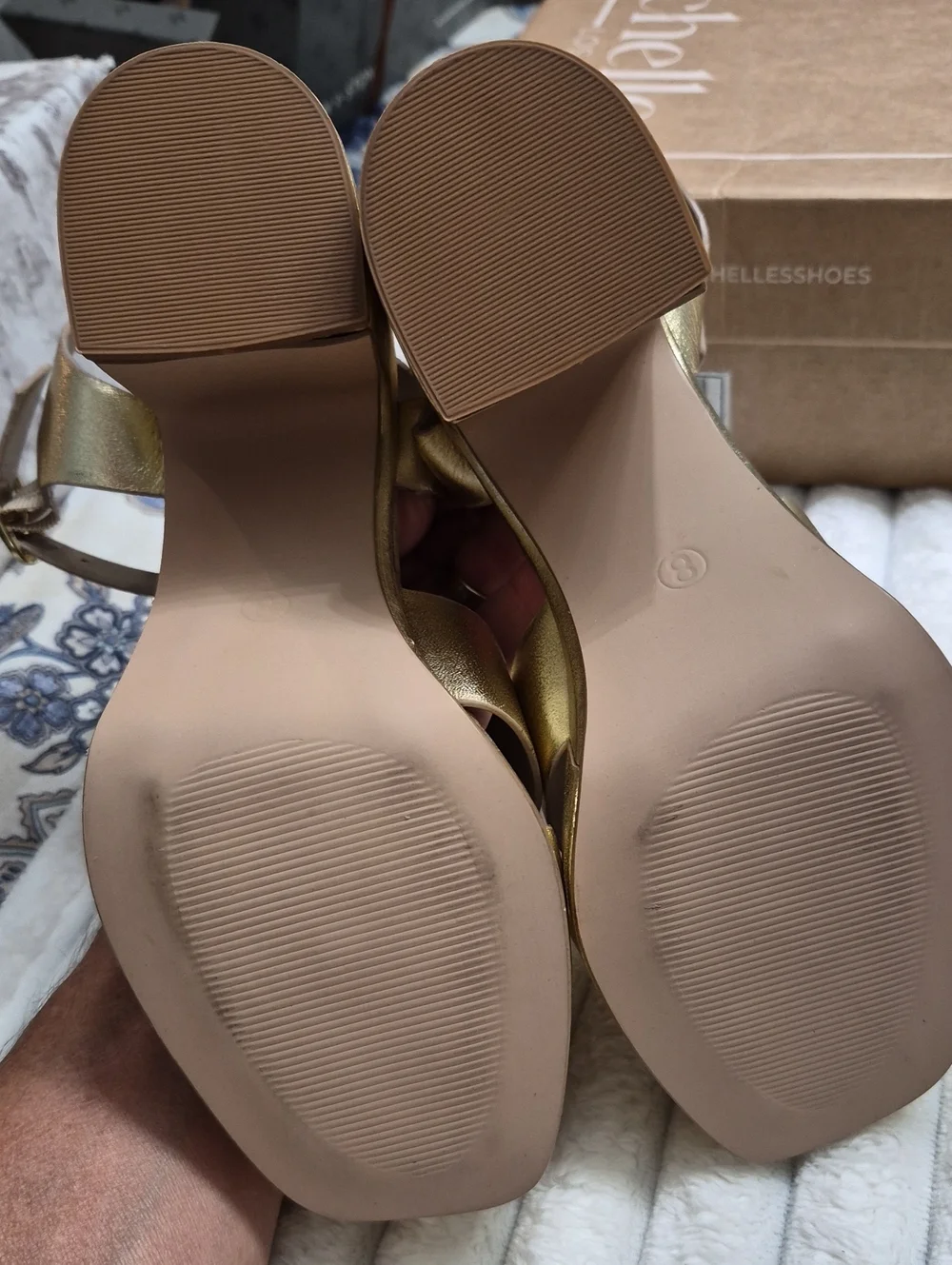 Seychelles Los Angeles Gold Leather Heeled Platform Sandals Womens Sz 8 M